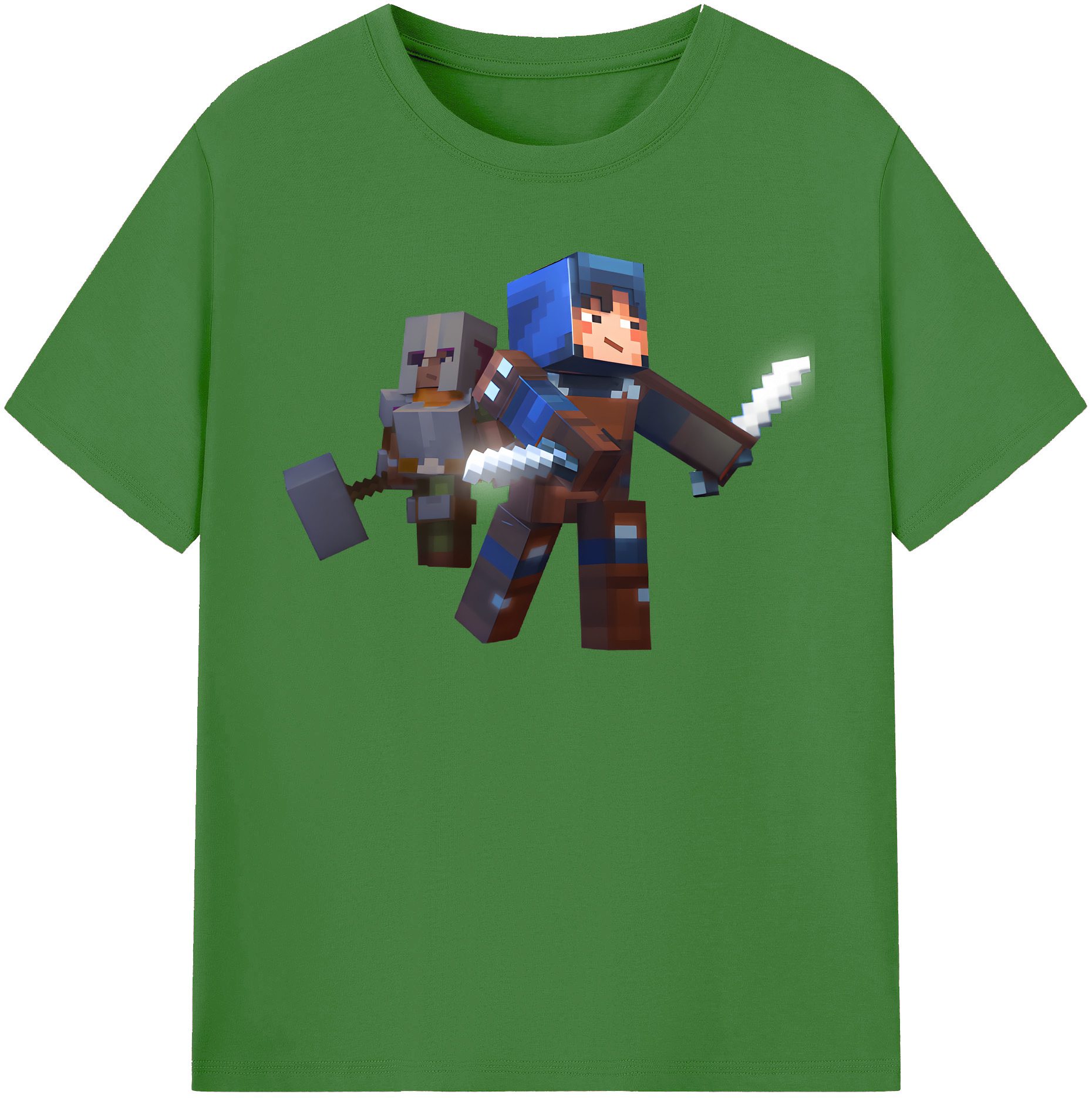 （画像用） マインクラフト ブロックの世界 Minecraft MC Block world レディースカジュアルプリントTシャツ（綿100％）